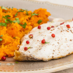 Dos de colin, purée de patates douces