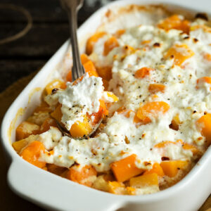 Gratin de courges et chèvre frais
